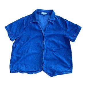 Women's Rebecca Malone Petite Jean Collared Button Down Shirt Blouse XL